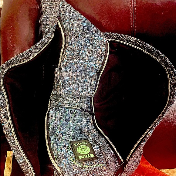 Dime bag slinger adjustable crossbody blue tweed with bonus fanny pack! - Picture 11 of 11